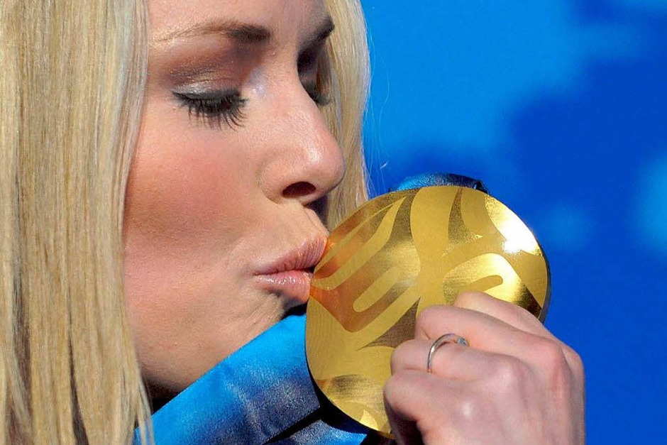 Lindsey Vonn holt bei der Abfahrt der Damen Gold. (Foto: dpa) Lindsey Vonn holt bei der Abfahrt der Damen Gold. (Foto: dpa)