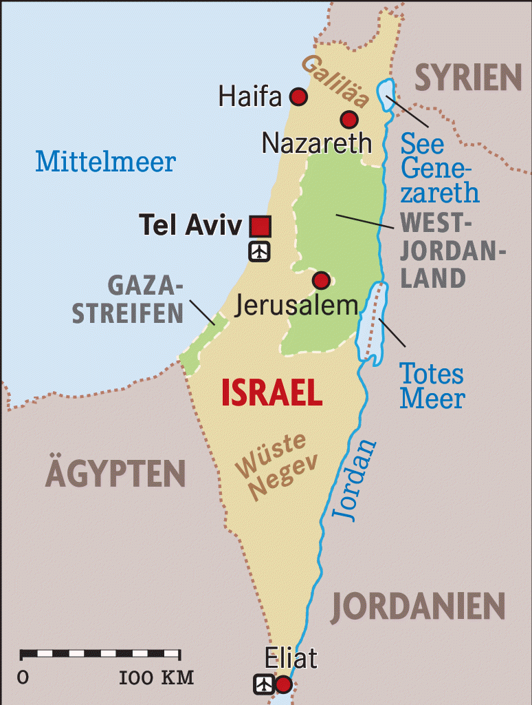 Landkarte Israel Heute