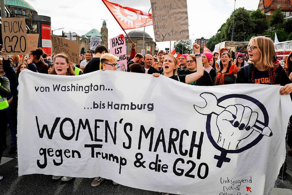 Der Women’s March gegen G-20 (Foto: dpa) Der Women’s March gegen G-20 (Foto: dpa)