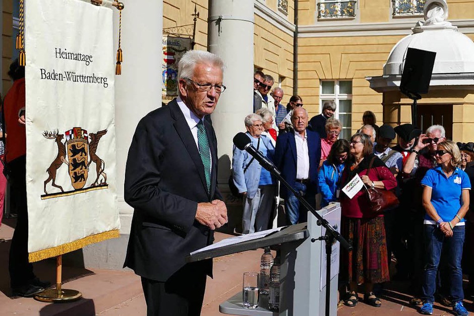Ministerpräsident Winfried Kretschmann reflektiert in seiner Ansprache den Begriff Heimat. (Foto: Sylvia Sredniawa) Ministerpräsident Winfried Kretschmann reflektiert in seiner Ansprache den Begriff Heimat. (Foto: Sylvia Sredniawa)