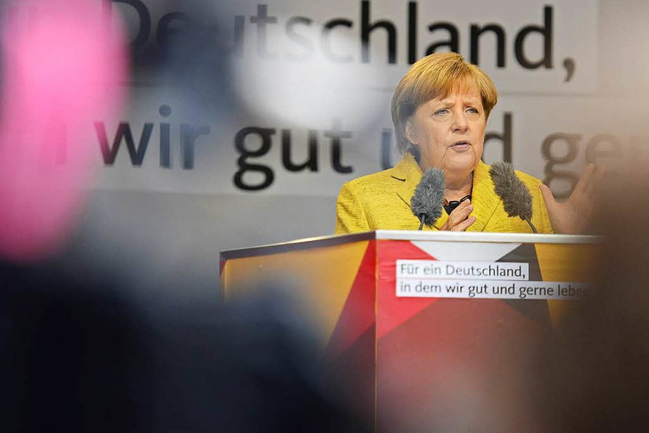 Bundeskanzlerin Angela Merkel war zum Wahlkampfauftritt nach Freiburg gekommen. (Foto: Ingo Schneider) Bundeskanzlerin Angela Merkel war zum Wahlkampfauftritt nach Freiburg gekommen. (Foto: Ingo Schneider)