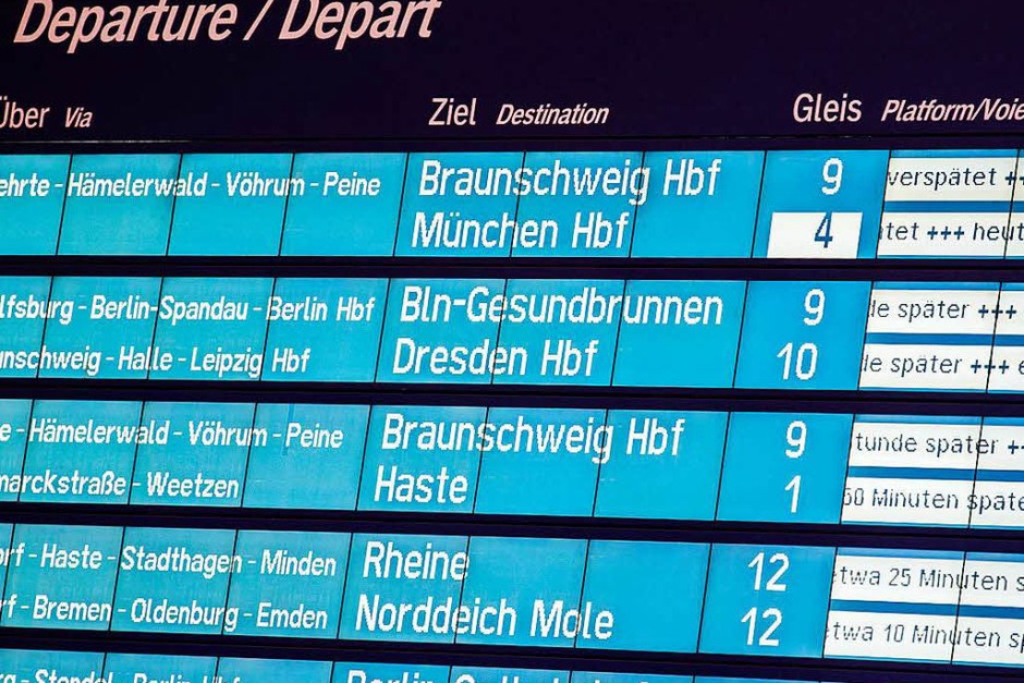 … wie diese Anzeigentafel im Hauptbahnhof Hannover deutlich macht. (Foto: dpa) … wie diese Anzeigentafel im Hauptbahnhof Hannover deutlich macht. (Foto: dpa)