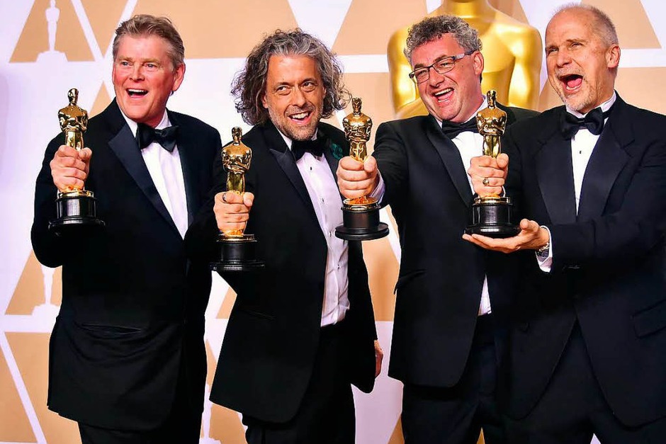 Visuelle Effekte: Richard R. Hoover, Paul Lambert, Gerd Nefzer und John Nelson (von rechts) für „Blade Runner 2049“ (Foto: AFP) Visuelle Effekte: Richard R. Hoover, Paul Lambert, Gerd Nefzer und John Nelson (von rechts) für „Blade Runner 2049“ (Foto: AFP)