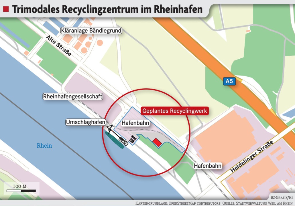 Im Weiler Rheinhafen ist ein Zwischenlager für Bauschutt der Bahn