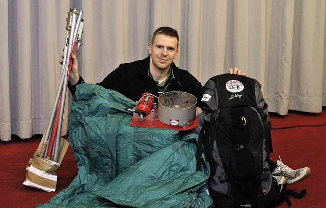 Matthias Runge mit einem Teil der Ausrstung  | Foto: Ingo Schneider