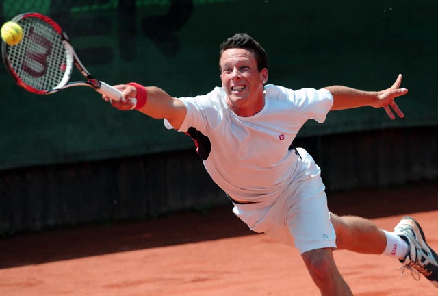 Laaaaang! Roger Muri gewann fr den TC...Schweizer Duell gegen Benjamin Rufer.   | Foto: schn