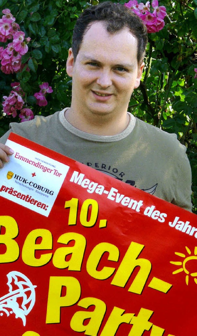 Andreas Eckermann: Vorfreude auf die Miss-Beach-Party am Samstagabend.    | Foto: Dieter Erggelet