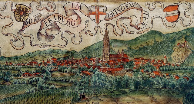 Berhmte Ansicht: Holzschnitt mit Wass...ns Rudolf Manuel gen. Deutsch von 1549 