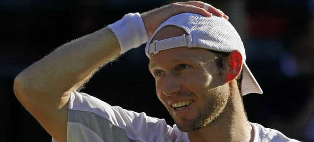 Kann sein Glck kaum fassen: Rainer Sc...Wimbledon das Semifinale erreicht hat   | Foto: afp