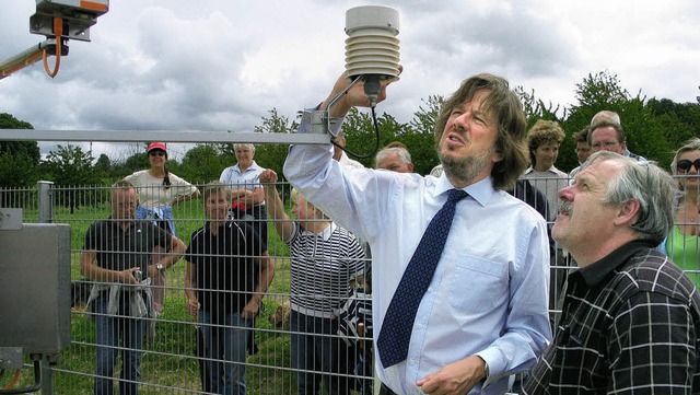 Meteorologe Jrg Kachelmann erlutert ...mlach gemessen und  abgelesen werden.   | Foto: Jutta Schtz