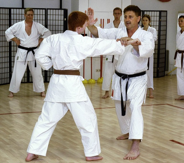 Karate, den &#8222;Weg der leeren Hand...Lmmle (rechts) im Budo Club Todtnau.   | Foto: Karin Maier