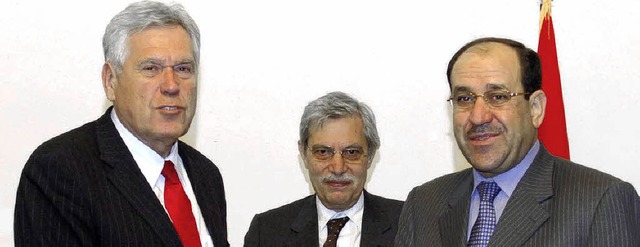 Will den  deutschen Firmen die Tren i...egierungschef Nuri al-Maliki (rechts).  | Foto: dpa