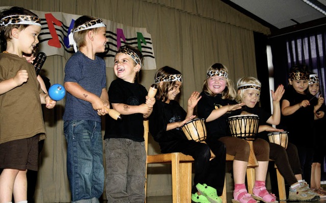 Voll dabei: Die Kinder hatten viel Spa an der Musik.  | Foto: Werner Schnabl