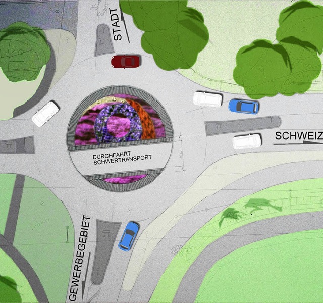 So stellt sich Stadtbaumeister Michael Rohrer die Gestaltung des Kreisels  vor.   | Foto: plan: stadtverwaltung