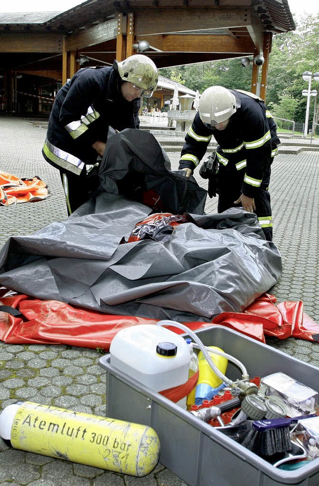 Einsatz am Eugen-Keidel-Thermalbad: De...gestern Abend glimpflich ausgegangen.   | Foto: Rita Eggstein