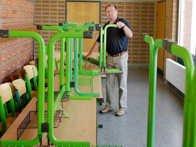 Viel zu tun gibt es in den ersten Tage... Hausmeister der Fritz-Boehle-Schulen.  | Foto: marius alexander