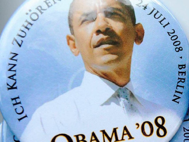 Auch als Anstecker erhltlich: Barack Obama, Politstar.  | Foto: dpa