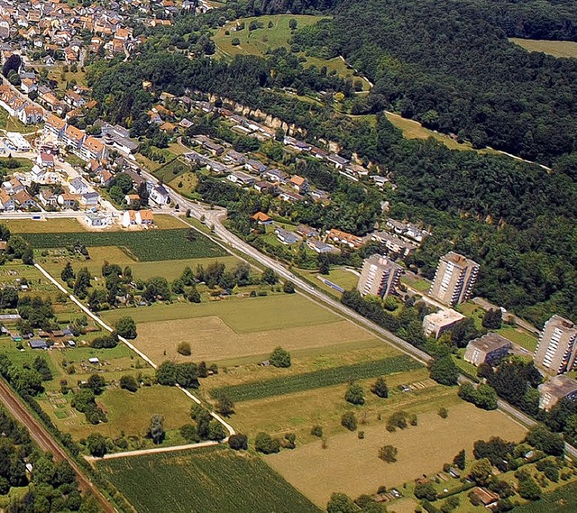 Das Gebiet sdlich  der B34 zwischen S...ige grer Wohnbauflche ausgewiesen.   | Foto: Hannes Lauber