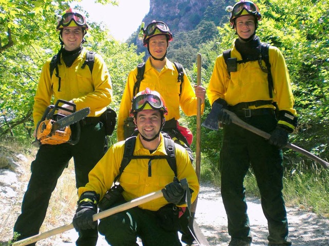 Sascha Meyer, Simon Haser, Philipp Kai... Wald- und Flchenbrnde zu bekmpfen.  | Foto: Privat