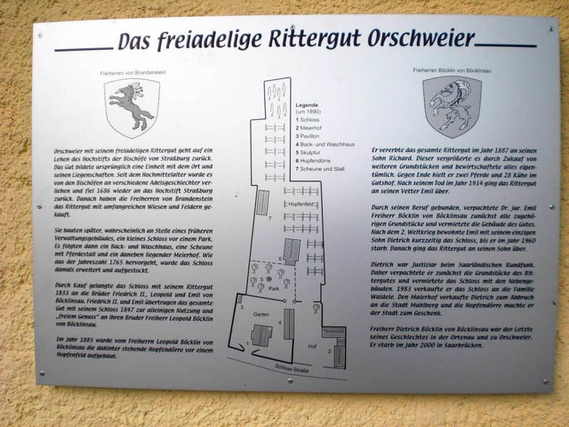 Informative Erinnerung an die Freiherren Bcklin von Bcklinsau in Orschweier.  | Foto: Stadt Mahlberg