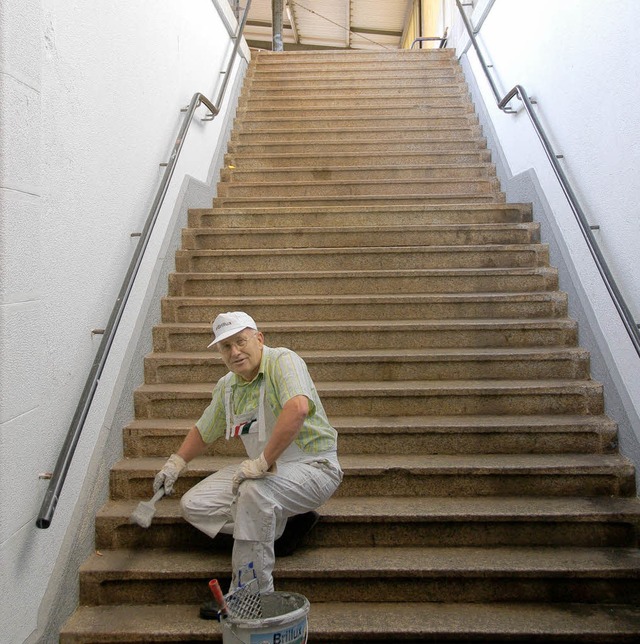 Rudolf Grninger bei der Arbeit in der Unterfhrung  | Foto: simon brandl