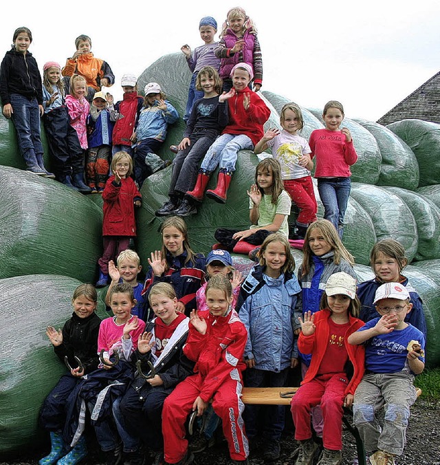 40 Kinder bemalten im Rahmen der Ferie...Silo-Heuballen beim   Scherzingerhof.   | Foto: Dieter Maurer