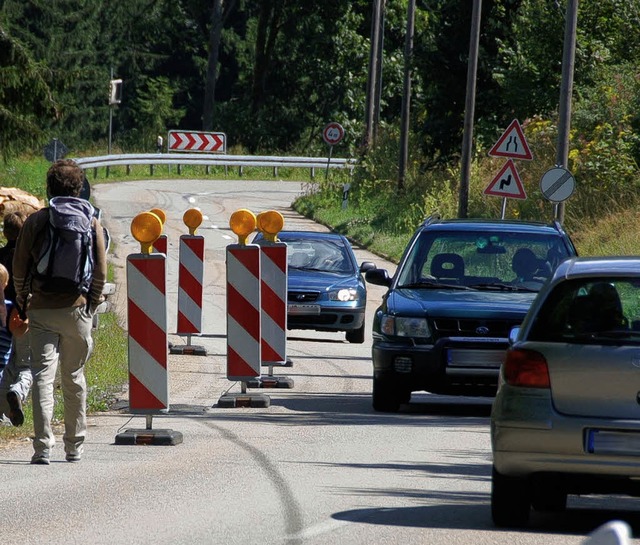 Mit Hilfe eines Geotextils soll die Fa...n der L156 dauerhaft gesichert werden.  | Foto: Sebastian Barthmes