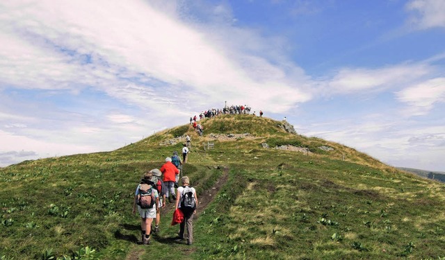 Die ber 70 Wanderfreunde aus Elzach u... gar manch herrlichen Aussichtshgel.   | Foto: Kurt Meier