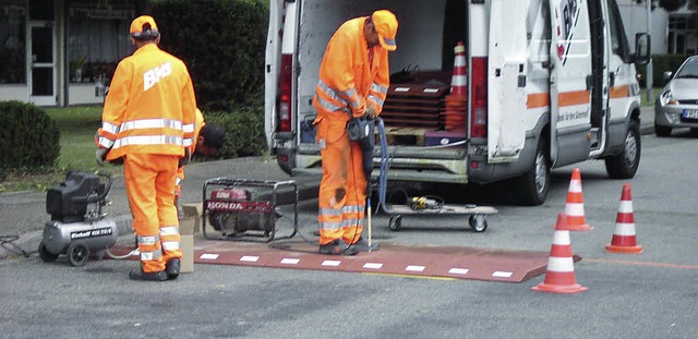 Citt slow: An drei Standorten in der ...e wurden Fahrbahnschwellen montiert.   | Foto: Ilka Kern