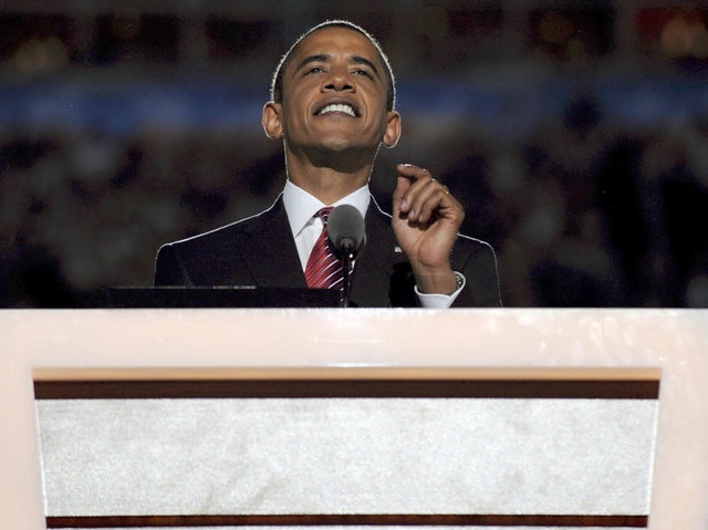 Fulminante Rede: Obama im Stadion in Denver.   | Foto: dpa