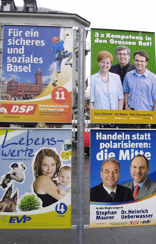 Wahlkampf in Basel &#8211; die Plakatflut prgt das Stadtbild.  | Foto: Drescher