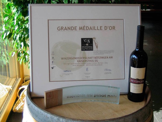 Groe Goldmedaille in der Schweiz fr Btzinger Pinot Noir  | Foto: Privat