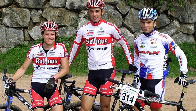 Sie entschieden das Mountainbikerennen...w (rechts) und Frank Lehmann (links).   | Foto: Eberhard Gross