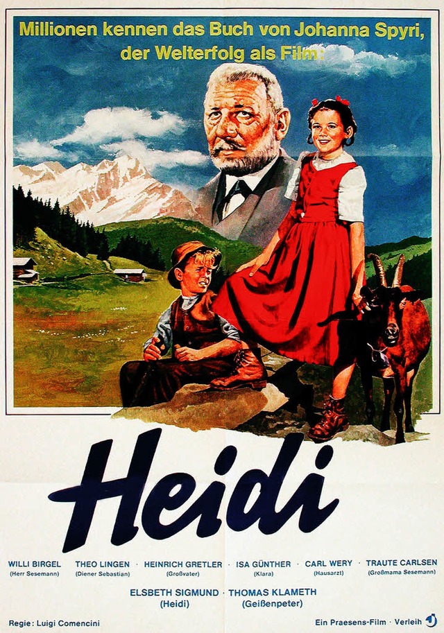 Das original Heidi-Filmplakat aus dem ... <BZ-FotoNurRepro>BZ</BZ-FotoNurRepro>  | Foto:  honorarfrei