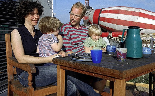 Familie Wittstadt nimmt das Provisorium mit Humor.  | Foto: Thomas Kunz