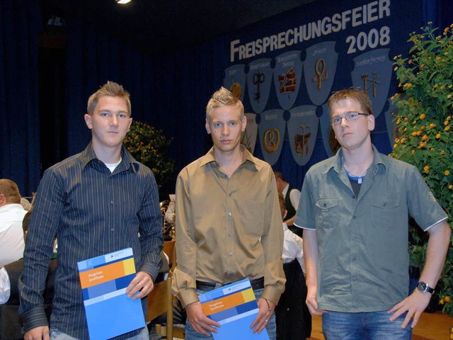 Die Besten der Mllheimer Handwerksinn...king, Uwe Waslowski  und Jonas Noack.   | Foto: Volker Mnch