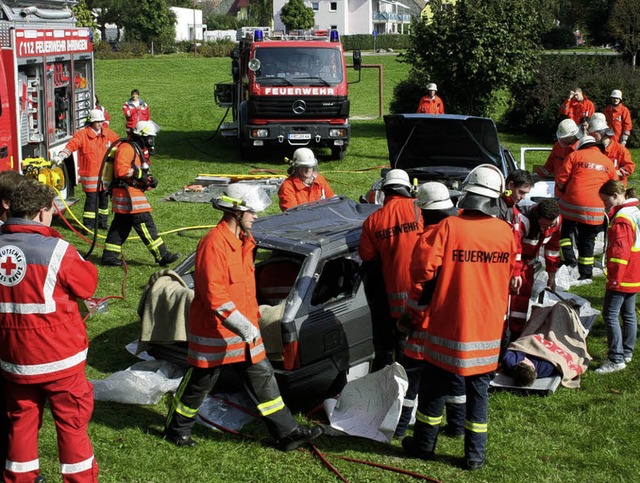 Bei der Schaubung der Feuerwehr Ihrin...#8220; geborgen und dem DRK bergeben.  | Foto: elisabeth jakob-klblin