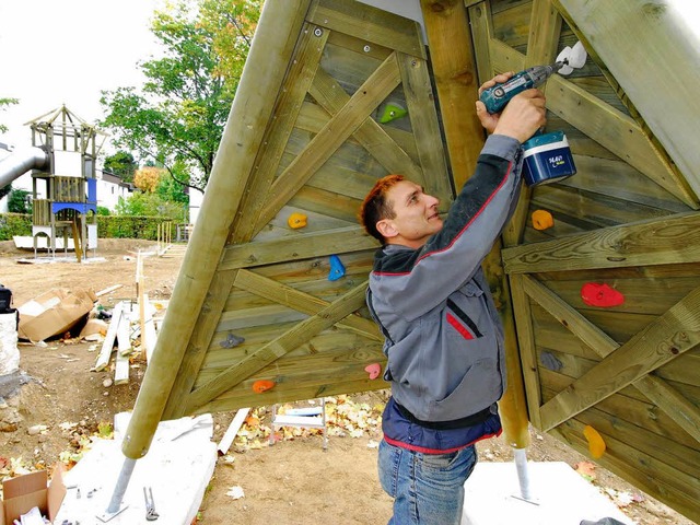 Der Spielplatz in Landwasser wird momentan grundlegend umgebaut.   | Foto: michael  bamberger