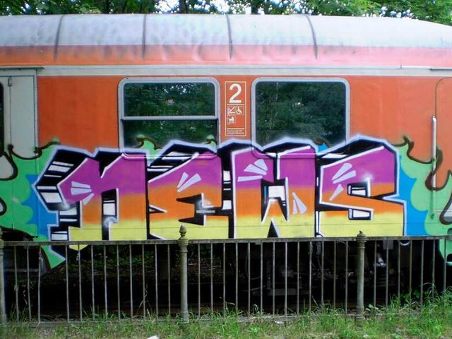 Bei Graffiti-Sprayern immer wieder beliebte Angriffsziele: die Waggons der Bahn.  | Foto: Polizei