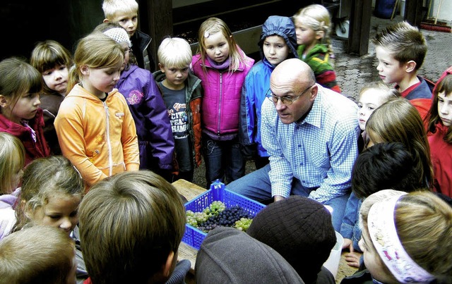 Lothar Schwrer wies die Schmieheimer ... die Geheimnisse des Weinmachens ein.   | Foto: BZ