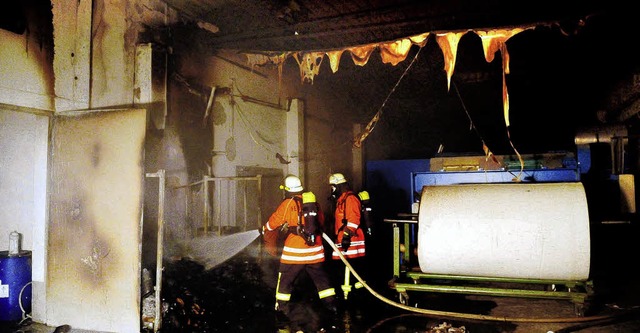 Nach einer halben Stunde war das Feuer in der Werkshalle gelscht.   | Foto: Wolfgang Knstle