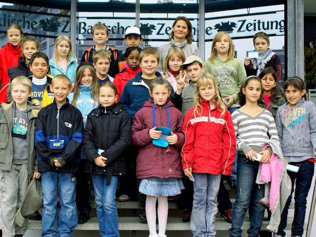 Die Klasse 4a der Anne-Frank-Grundschule aus Freiburg mit ihrer Lehrerin Stefanie Driske