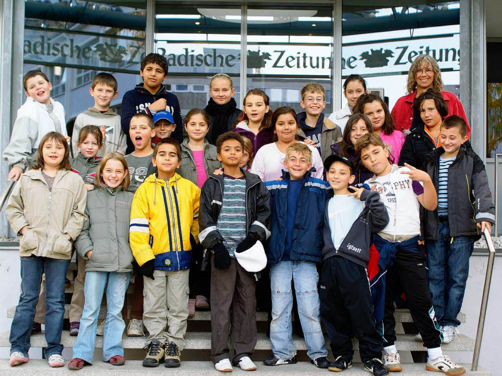 Die Klasse 4c der Adolf-Reichwein-Schule aus Freiburg mit ihrer Lehrerin Gabi Kaiser