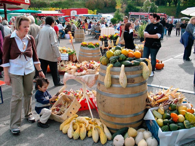 Der Markt landwirtschaftlicher Produkt...fte im Dorfkern waren   gut besucht.    | Foto: Schtz