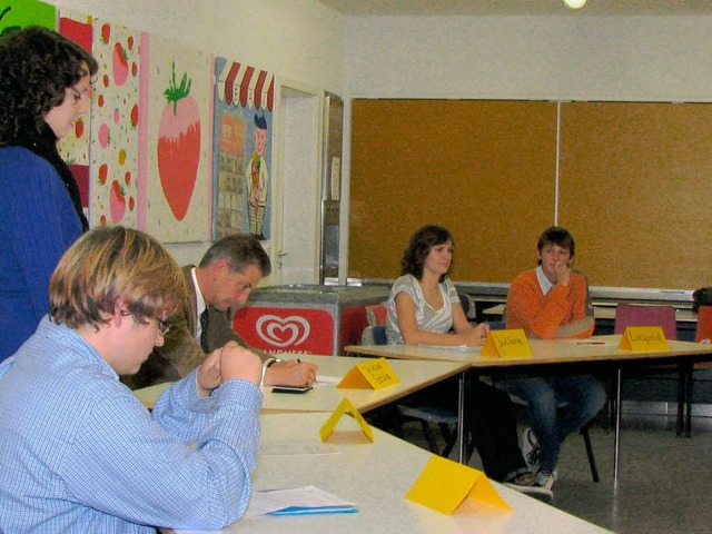 Wolf Horneck, Isabelle Roser,   Julian...mit dem Politker Klaus Schle (Mitte).  | Foto: kluge