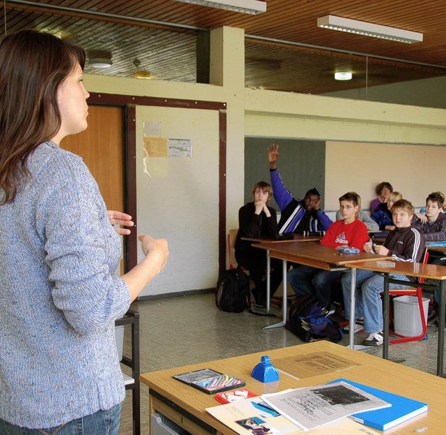 Sarah Miller unterrichtete die 8e in Englisch.   | Foto: blum