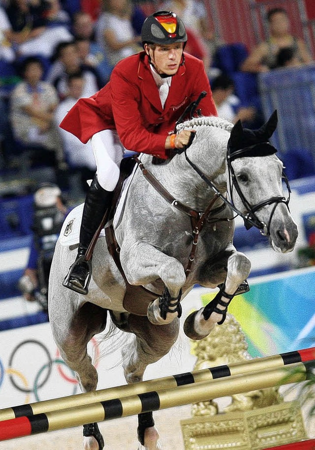 Christian Ahlmann und sein Pferd Cste...it manches Hindernis zu berspringen.   | Foto: dpa