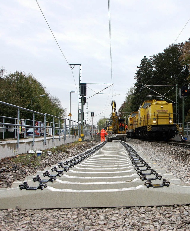 Die Gleisarbeiten an der Wiesentalstre...ren derzeit den Bahnkunden das Leben.   | Foto: Trenz