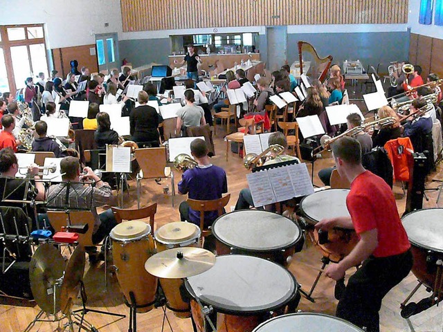 Probe in der Harmoniehalle in Niederschopfheim  | Foto: Frank Leonhardt