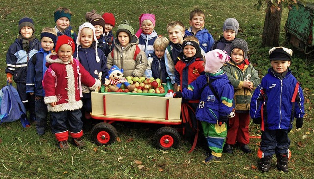 Sie hatten sichtlich Spa an der Apfel...ie Kinder des Kindergartens Gersbach.   | Foto: Privat